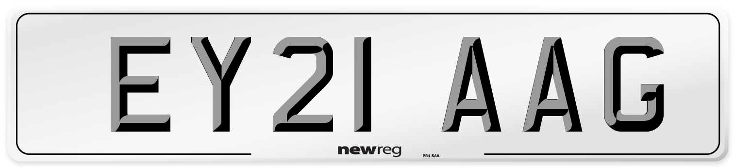 EY21 AAG Number Plate from New Reg